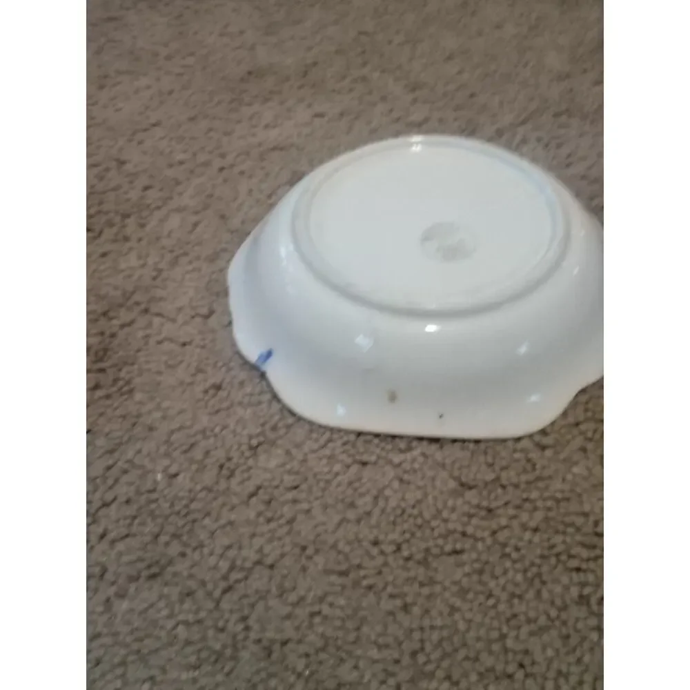 Antique Imperial China Semi Vitreous Small Bowl With Blue Edge 6 Inch